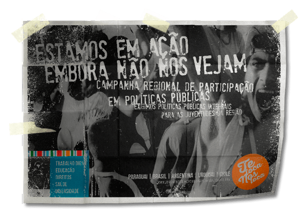 Cartel Promocion Campaña - Estamos en acción aunque no nos veas - Juventudes - Mercosur Social Solidario